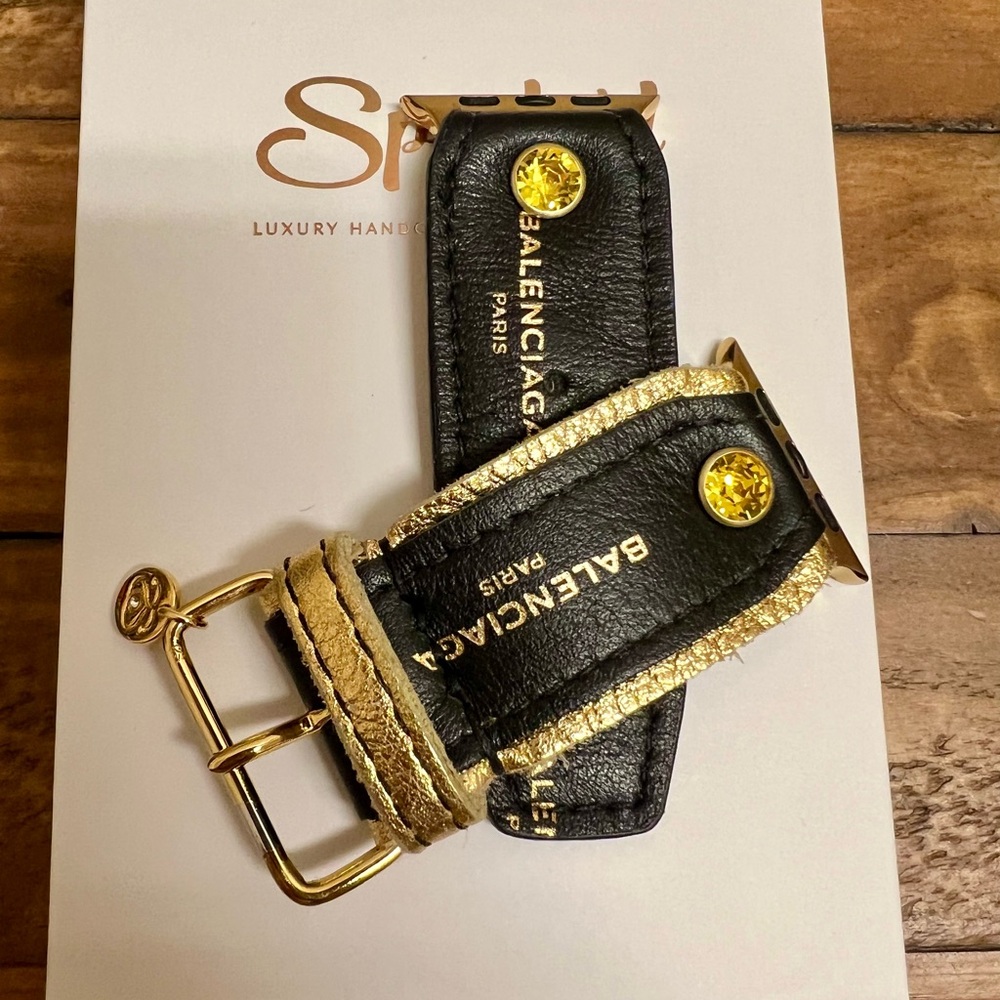 Balenciaga Black and Gold Leather Strap with Gold Hardware